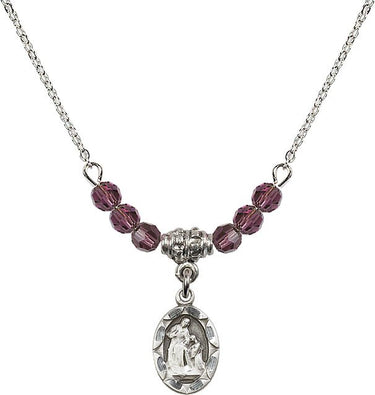 Saint Anne Birthstone Necklace | 1/2 inch | 4mm Beads | N20-0301A