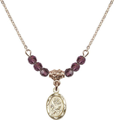 Saint Christopher Christopher Birthstone Necklace | 1/2 inch