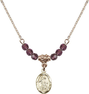 Beads Guardian Angel Birthstone Necklace | 1/2 inch | 4mm Beads