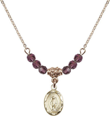 Beads Miraculous Medal Birthstone Necklace | 1/2 inch | 4mm Beads