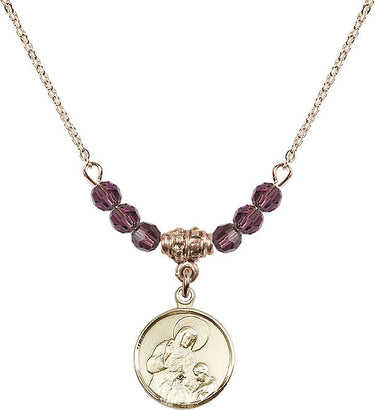 Saint Anne Birthstone Necklace | 5/8 inch | 4mm Beads