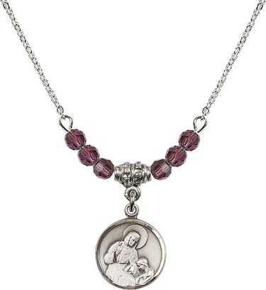 Saint Anne Birthstone Necklace | 5/8 inch | 4mm Beads