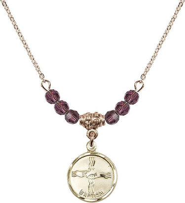 Collar de Bautismo con Piedra de Nacimiento | 5/8 pulgada | Cuentas de 4 mm
