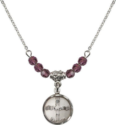 Collar de Bautismo con Piedra de Nacimiento | 5/8 pulgada | Cuentas de 4 mm