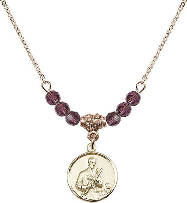 Saint Gerard Majella Birthstone Necklace | 5/8 inch | 4mm Beads