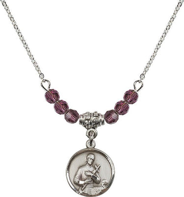 Saint Gerard Majella Birthstone Necklace | 5/8 inch | 4mm Beads