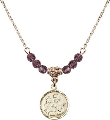 Saint Joseph Birthstone Necklace | 5/8 inch | 4mm Beads