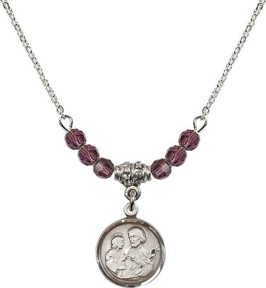 Saint Joseph Birthstone Necklace | 5/8 inch | 4mm Beads