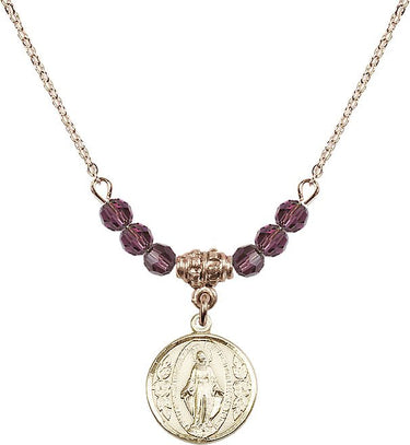 Beads Miraculous Medal Birthstone Necklace | 5/8 inch | 4mm Beads