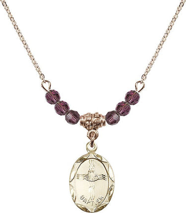 Collar de bautismo con piedra natal | 1,9 cm | Cuentas de 4 mm