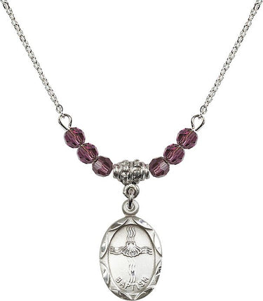 Collar de bautismo con piedra natal | 1,9 cm | Cuentas de 4 mm