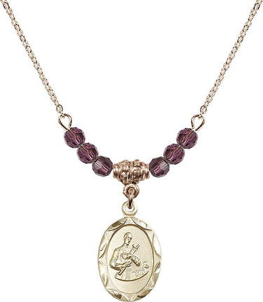 Saint Gerard Majella Birthstone Necklace | 3/4 inch | 4mm Beads