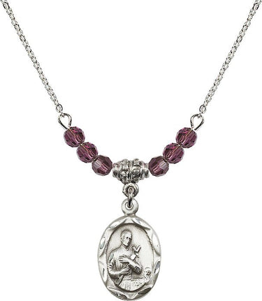 Saint Gerard Majella Birthstone Necklace | 3/4 inch | 4mm Beads