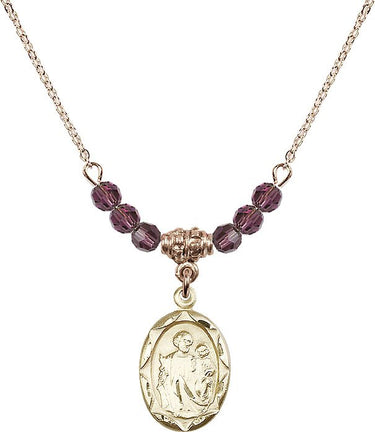 Saint Joseph Birthstone Necklace | 3/4 inch | 4mm Beads