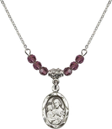 Saint Joseph Birthstone Necklace | 3/4 inch | 4mm Beads