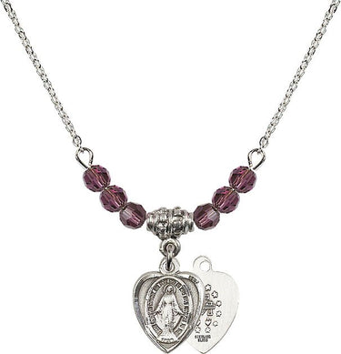 Miraculous Medal Birthstone Necklace for Women | 1/2 inch