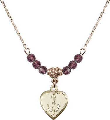 Heart / Confirmation Birthstone Necklace | 5/8 inch | 4mm Beads