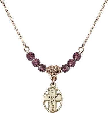 Crucifix Birthstone Necklace | 1/2 inch | 4mm Beads