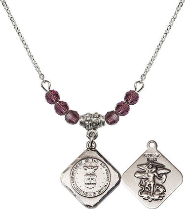 St. Michael Air Force Diamond Birthstone Necklace | 3/4 inch