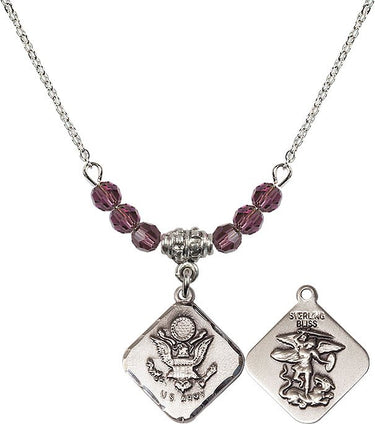 St. Michael Army Diamond Birthstone Necklace | 3/4 inch