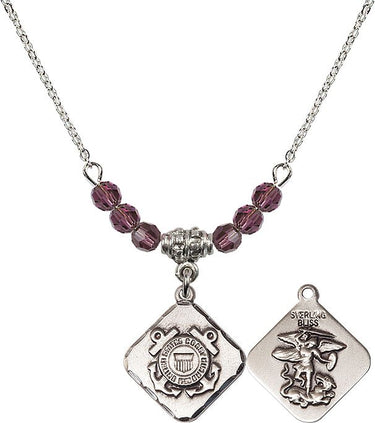 St. Michael Coast Guard Diamond Birthstone Necklace | 3/4 inch