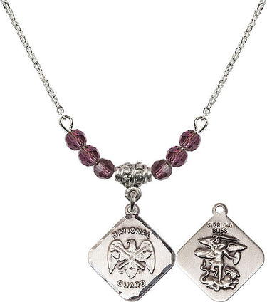 St. Michael Nat'l Guard Diamond Birthstone Necklace | 3/4 inch