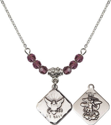 St. Michael Navy Diamond Birthstone Necklace | 3/4 inch