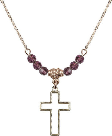 Cross Birthstone Necklace | 7/8 inch | 4mm Beads