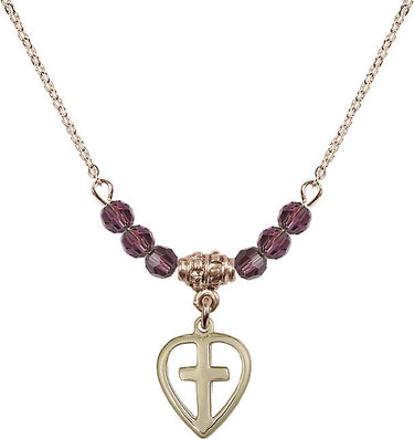 Heart / Cross Birthstone Necklace | 1/2 inch | 4mm Beads