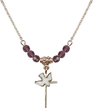 Cross / Holy Spirit Birthstone Necklace | 3/4 inch | 4mm Beads
