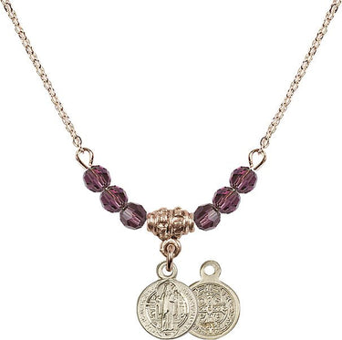 Saint Benedict Birthstone Necklace | 3/8 inch | 4mm Beads
