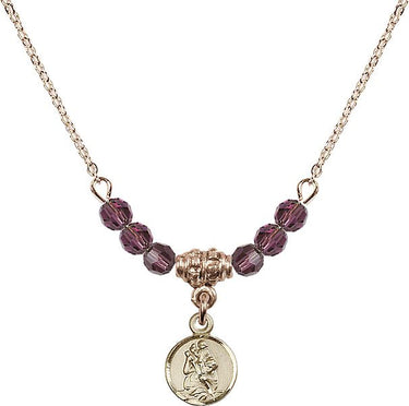 Saint Christopher Birthstone Necklace | 3/8 inch | 4mm Beads | N20-2343