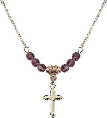 Cross Birthstone Necklace | 5/8 inch | 4mm Beads | N20-2528
