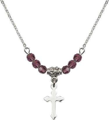 Cross Birthstone Necklace | 5/8 inch | 4mm Beads | N20-2528
