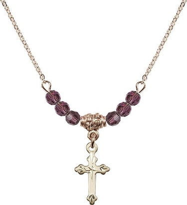 Cross Birthstone Necklace for Women | 5/8 inch | 4mm Beads