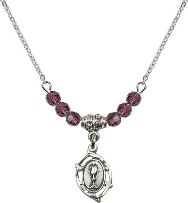 Communion Medal Birthstone Necklace | 5/8 inch | 4mm Beads