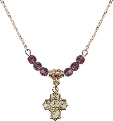5-Way Birthstone Necklace for Women | 1/2 inch | 4mm Beads