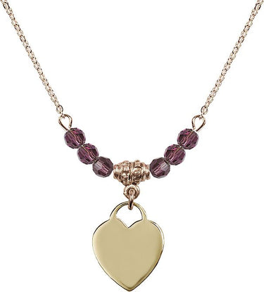 Heart Birthstone Necklace | 5/8 inch | 4mm Beads