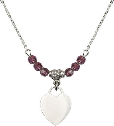Heart Birthstone Necklace | 5/8 inch | 4mm Beads