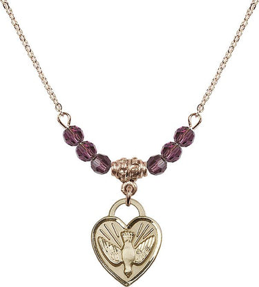 Confirmation Heart Birthstone Necklace | 5/8 inch | 4mm Beads