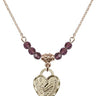 Graduation Heart Birthstone Necklace | 5/8 inch | 4mm Beads  Amethyst 14kt Gold Filled