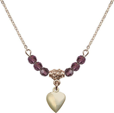 Heart Birthstone Necklace | 1 1/8 inch | 4mm Beads