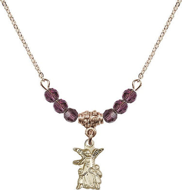 Women Guardian Angel Birthstone Necklace | 1/2 inch | 4mm Beads