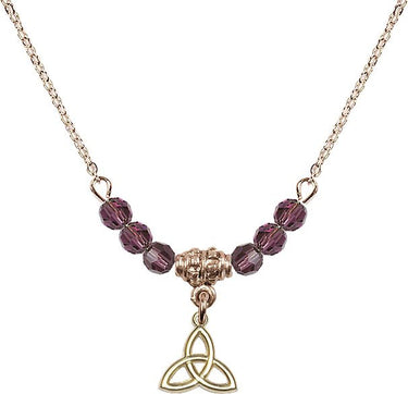 Trinity Irish Knot Birthstone Necklace | 3/8 inch | 4mm Beads