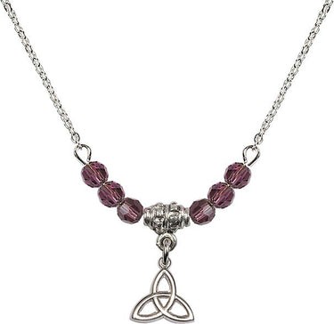 Trinity Irish Knot Birthstone Necklace | 3/8 inch | 4mm Beads