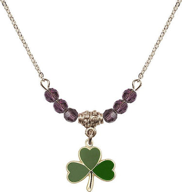 Shamrock Birthstone Necklace | 1/2 inch | 4mm Beads