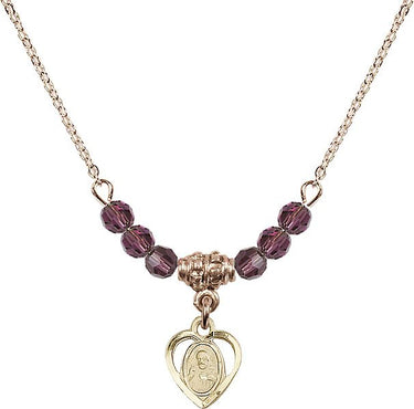 Scapular Birthstone Necklace | 3/8 inch | 4mm Beads