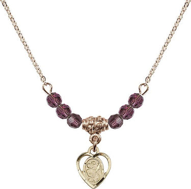 Saint Christopher Birthstone Necklace | 3/8 inch | 4mm Beads | N20-5403
