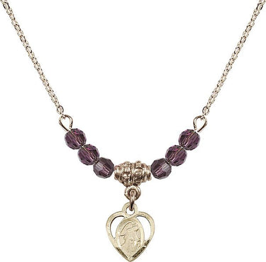 Sterling Guardian Angel Birthstone Necklace | 3/8 inch | 4mm Beads