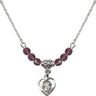 Guardian Angel Birthstone Necklace | 3/8 inch | 4mm Beads  Amethyst Sterling Silver